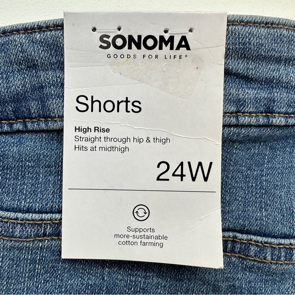 Sonoma High Rise Rolled Jean Shorts Size 24W NWT Distressed - Picture 3 of 9